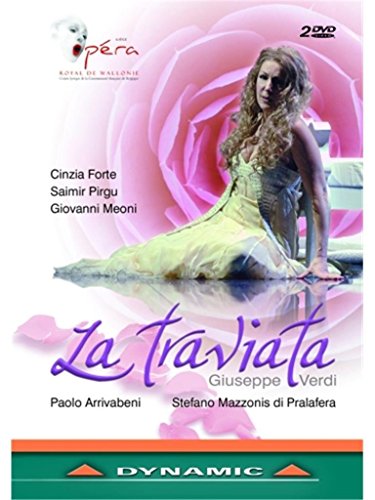 DVD cover for La Traviata opera featuring a woman in a gown.