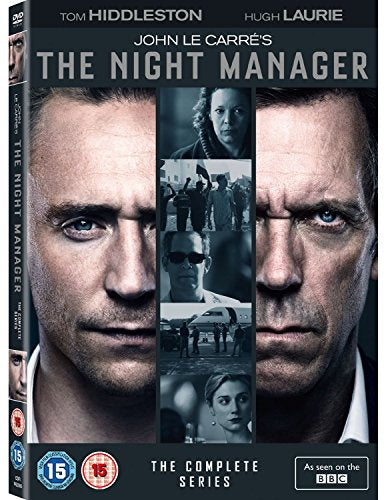 DVD case for "The Night Manager" featuring close-ups of two men's faces.