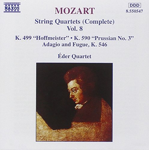 CD cover for Mozart string quartets performed by the Éder Quartet, portrait included.