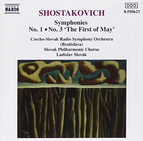 CD cover for Shostakovich symphonies featuring abstract golden figures.