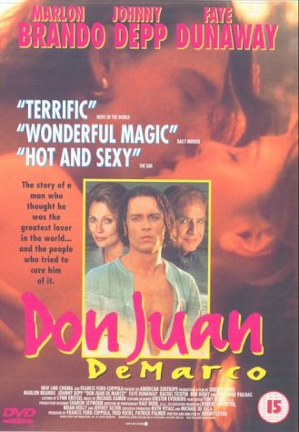 DVD cover for "Don Juan DeMarco" featuring Johnny Depp, Marlon Brando, and Faye Dunaway.