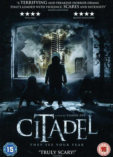 DVD cover for "Citadel" showing silhouetted figures in a dark, damaged cityscape with bold title text.