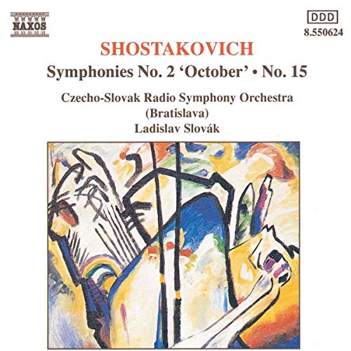 CD cover for Shostakovich symphonies with abstract expressionist painting.
