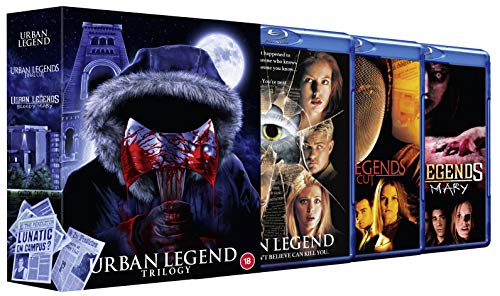 "Blu-ray case for 'Urban Legend Trilogy' with three discs and a dark, horror-themed cover."
