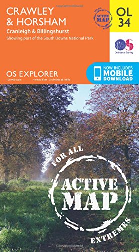 OS Explorer ACTIVE OL34 Crawley & Horsham (OS Explorer Map)