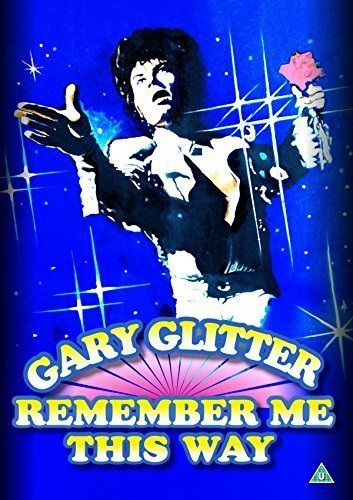 "DVD cover featuring Gary Glitter in a dynamic pose against a blue, starry background."