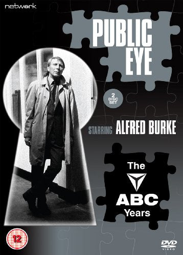 DVD cover for Public Eye: The ABC Years featuring Alfred Burke in a keyhole.