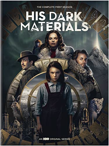 His Dark Materials" DVD cover featuring characters and fantastical creatures.