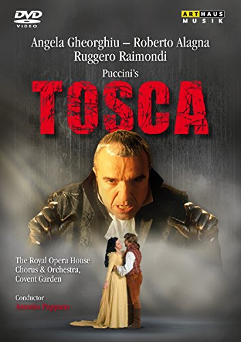 DVD cover for Puccini’s opera *Tosca*, featuring dramatic character portraits.