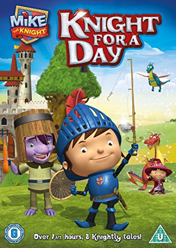 "Animated DVD cover featuring a young knight and friends in a medieval setting."