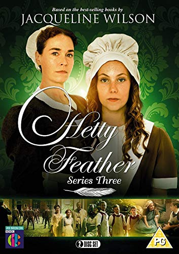 "Hetty Feather Series 3 DVD cover featuring two women in historical attire against a green background."