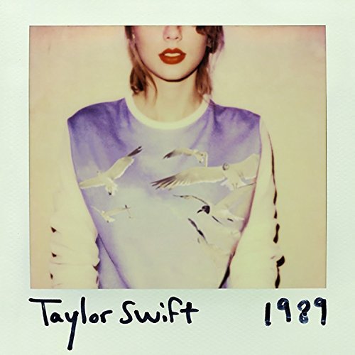Taylor Swift's album cover, featuring a Polaroid image of her wearing a white sweater.