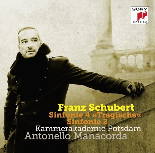 CD cover for Schubert symphonies featuring a man in a dark coat.