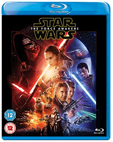 Blue-ray case with "Star Wars: The Force Awakens" cover art featuring main characters.
