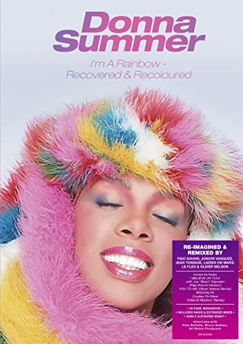 Donna Summer album cover featuring her with a colorful feather hat.