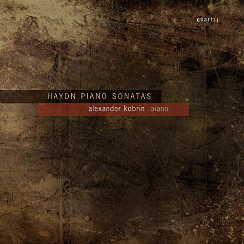 CD cover with dark brown textured background and text "HAYDN PIANO SONATAS" and "alexander kobrin piano".