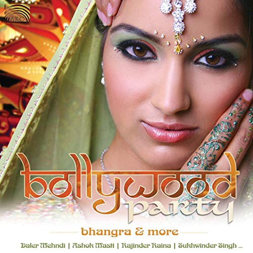 CD cover: woman with henna, “Bollywood Party” text, and colorful design.