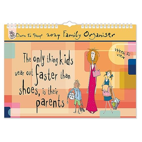 2024 Born to Shop A4 Family Planner Wall Calendar Week To View