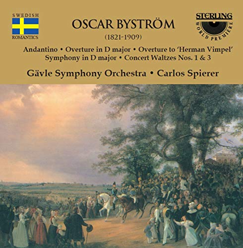CD cover for Oscar Byström orchestral pieces with a landscape painting.