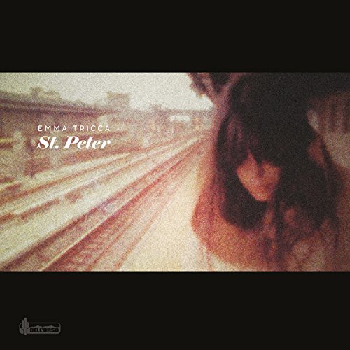 Album cover with a woman on train tracks, faded red-toned image.