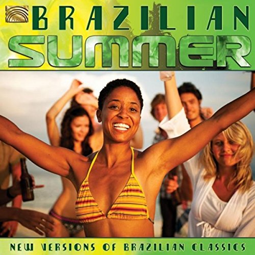 "CD cover with 'Brazilian Summer' title and smiling people in beach attire."