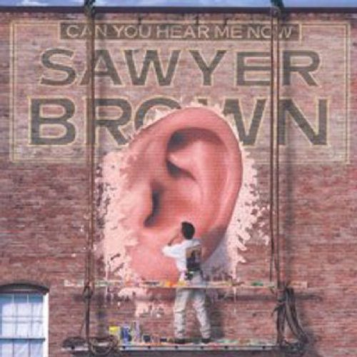 "CD cover art featuring a man painting a large ear on a brick wall."