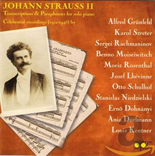 CD cover featuring portrait of Johann Strauss II and sheet music.