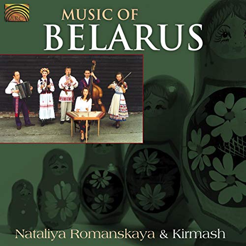 CD cover: Belarusian folk musicians and traditional Matryoshka dolls.