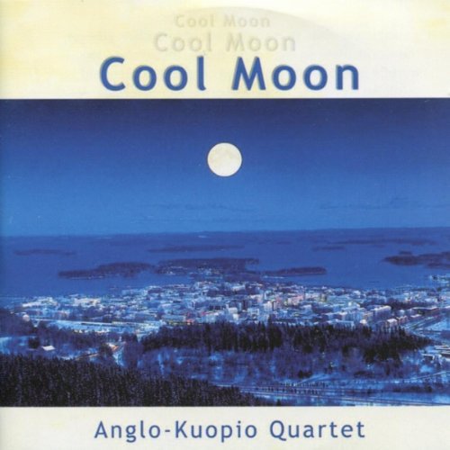 Album cover with a snowy town under a full moon, titled "Cool Moon".