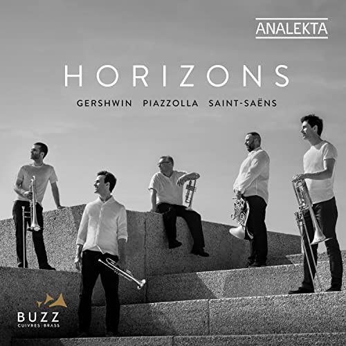 CD cover for “Buzz Cuivres - Horizons” featuring a brass quintet.