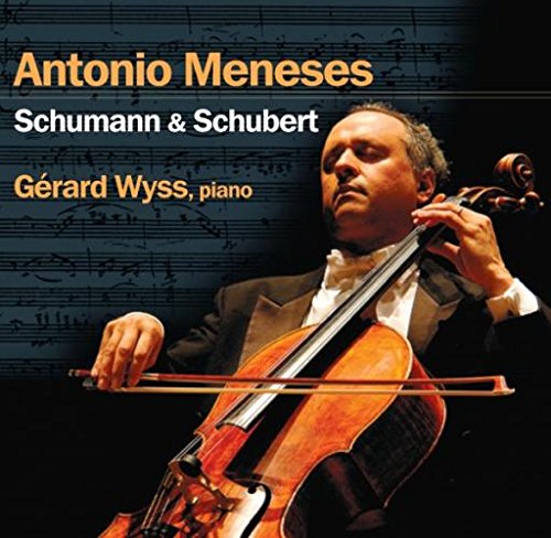 "CD cover featuring a man playing cello, with text listing artists and composers."