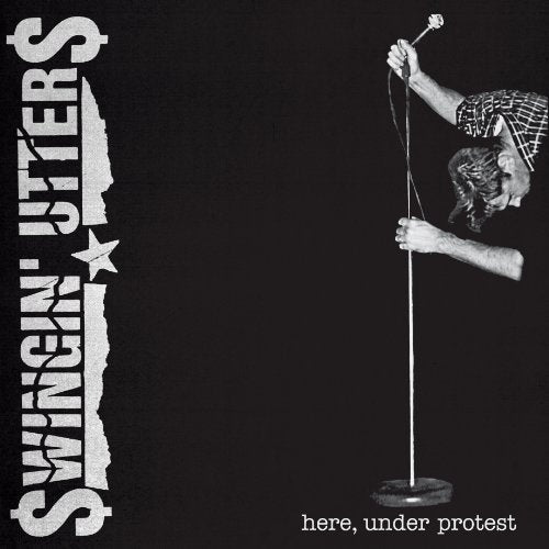 Black and white album cover with a singer at a microphone.
