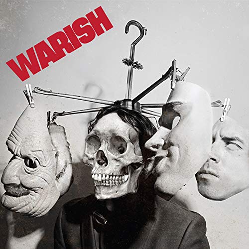 Album cover: skull with masks and wire hanger sculpture.