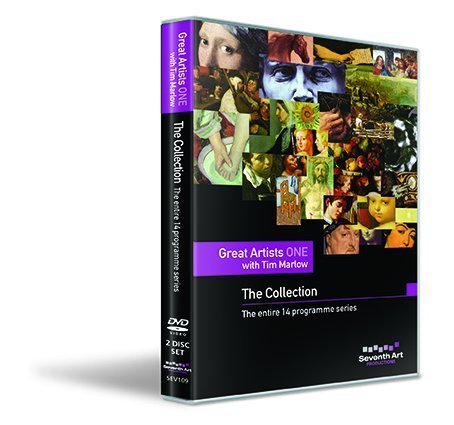 DVD case with a black background and a collage of various art images.