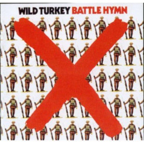"Album cover with repeating pattern of toy soldiers and a large red X."