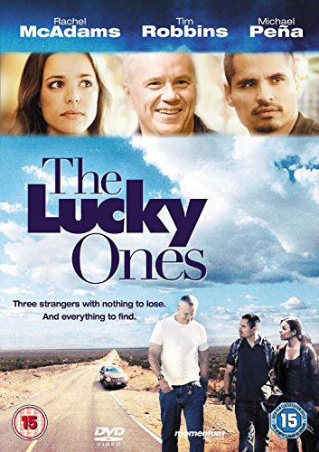 DVD cover for "The Lucky Ones" featuring three actors and a road scene.