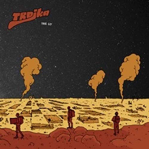 Vinyl record cover: desert landscape with figures and smoke plumes.