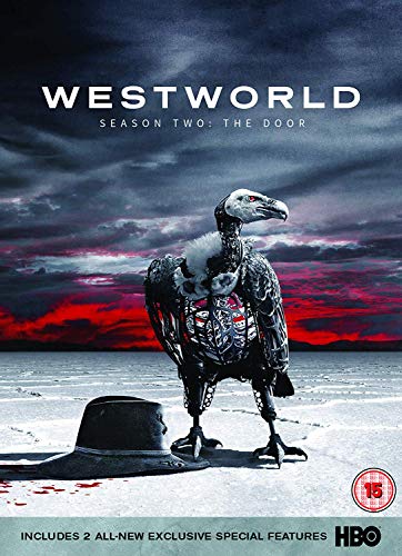 "Westworld Season 2 DVD cover featuring a damaged robotic vulture on a snowy landscape."