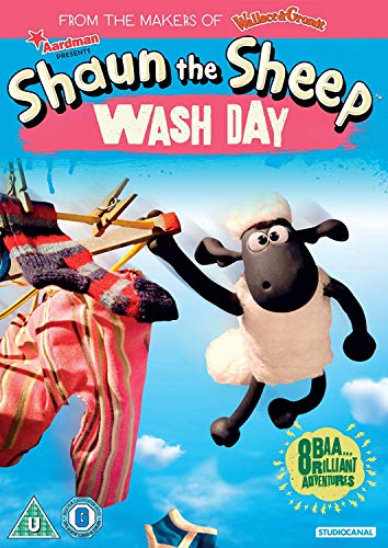 Shaun the Sheep DVD cover featuring a sheep and colorful laundry.