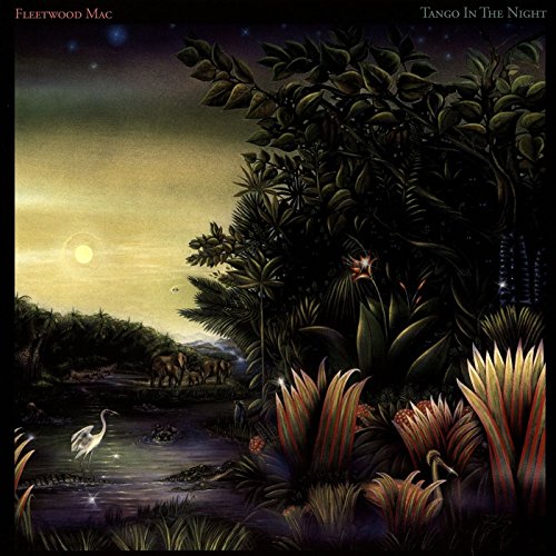 Fleetwood Mac's "Tango in the Night" vinyl album cover, featuring a serene jungle scene.