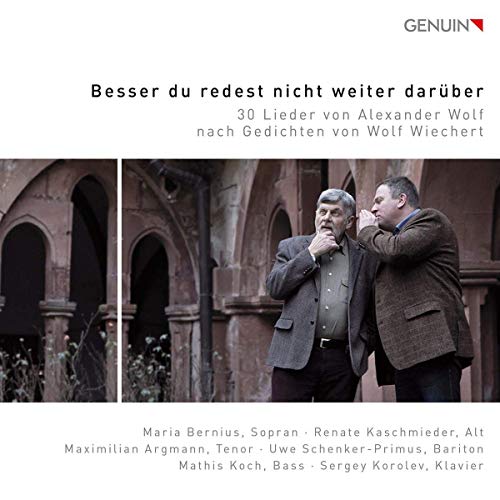 CD cover featuring two men in suits and an arched stone hallway.