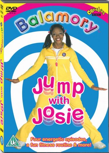 "Balamory: Jump With Josie" DVD cover featuring a girl in a yellow tracksuit jumping.