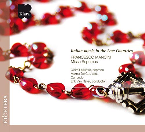 CD cover for "Missa Septimus" by Mancini, featuring red bead jewelry.
