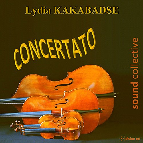 "CD cover featuring three violins and the title 'Concertato' on a dark background."