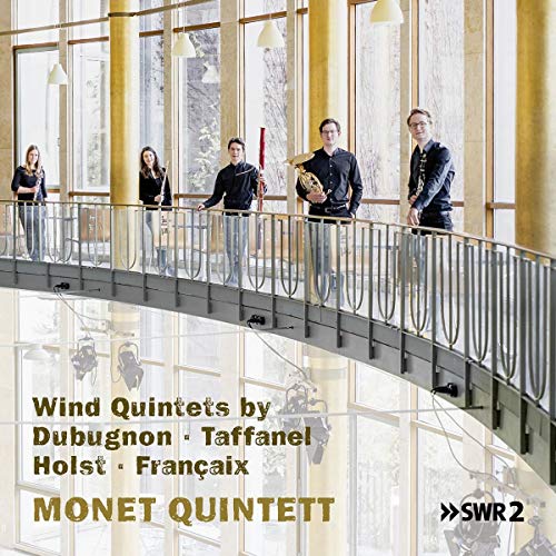 "CD cover featuring a quintet of musicians standing on a balcony."