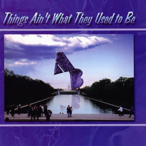 CD cover: abstract sculpture over a reflecting pool, with people.