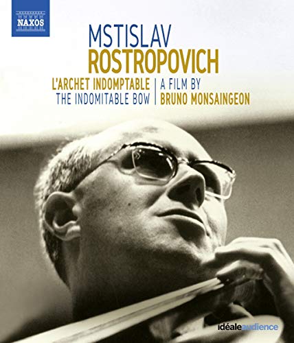 Blu-ray cover featuring cellist Mstislav Rostropovich in a black and white portrait.