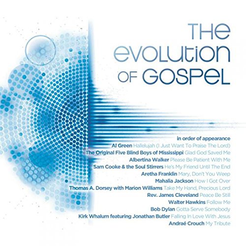 "CD cover with blue dots and lines, listing various gospel artists and song titles."