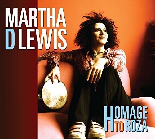 CD cover featuring Martha D Lewis with a tambourine, orange background.