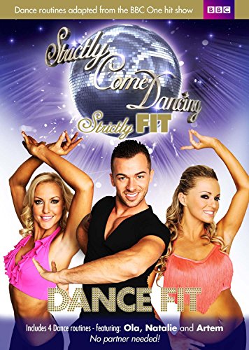 Strictly Come Dancing" Dance Fit DVD cover with dancers and a disco ball.
